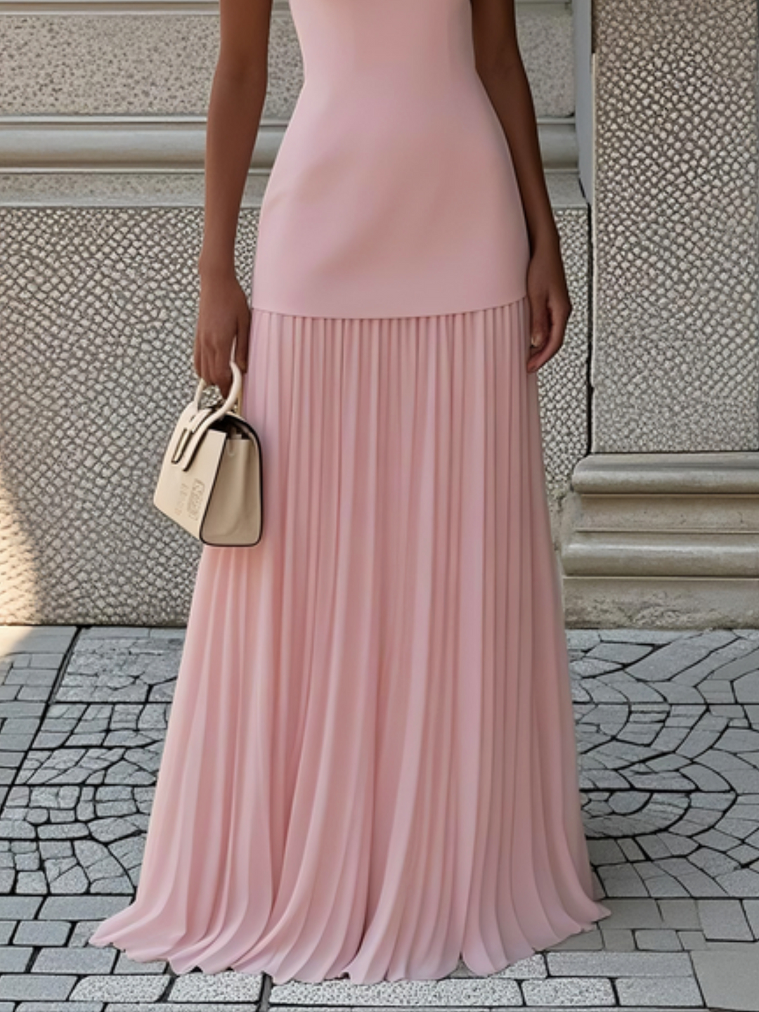 Micaela | Vestido largo plisado de diseño