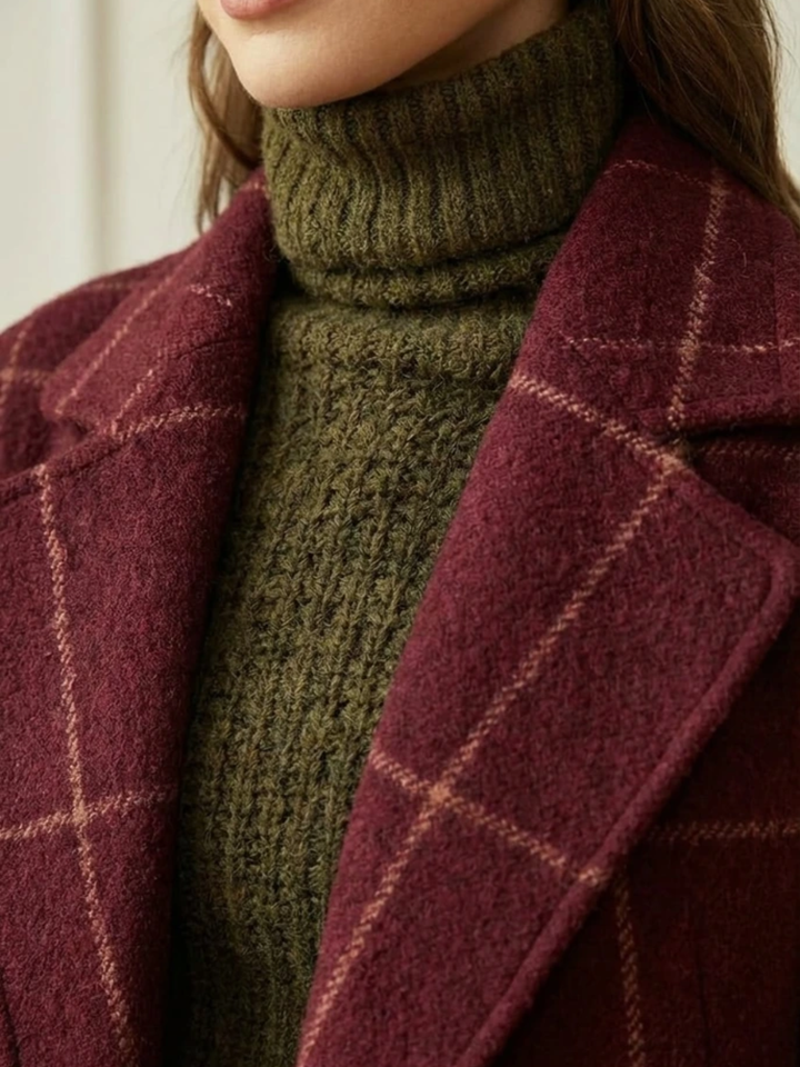 AVA | Checked Tailored Long Coat