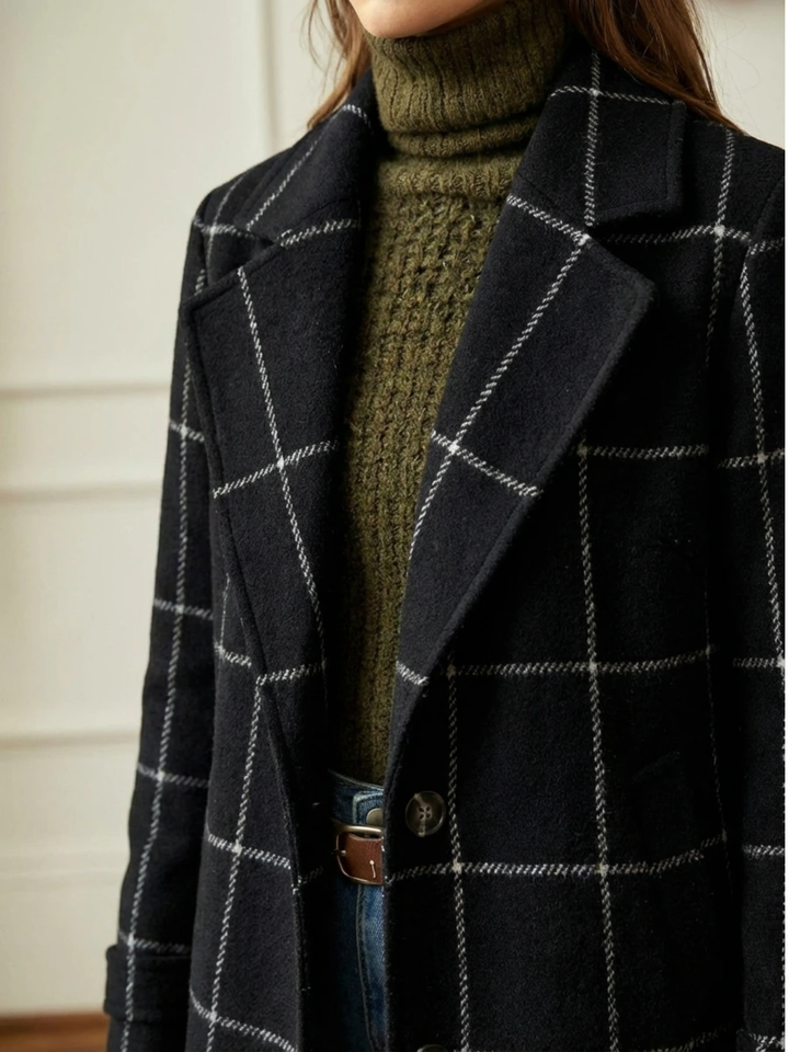AVA | Checked Tailored Long Coat