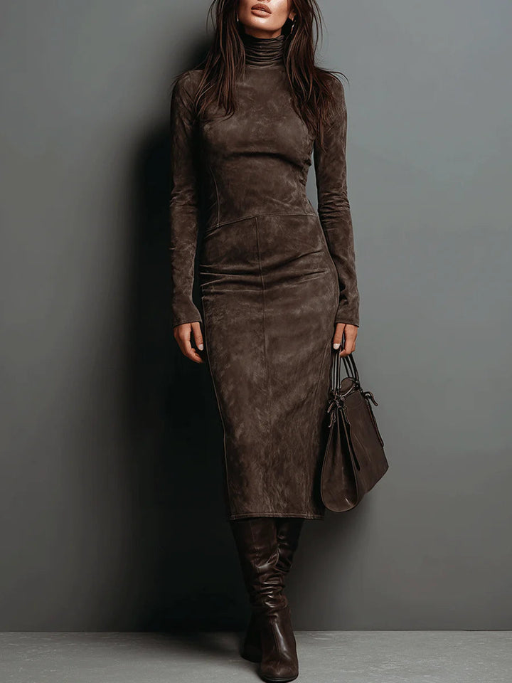 Lorena · Vestido midi largo marrón