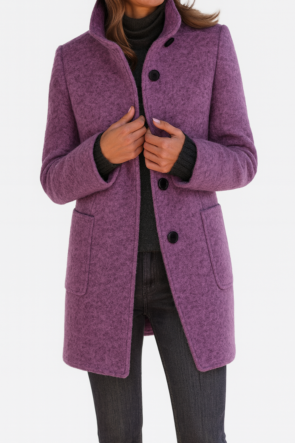 Freya | High Collar Jacket in Wool Blend