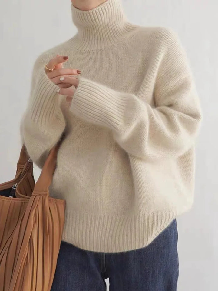 Blanca | Jersey cuello alto en cachemir