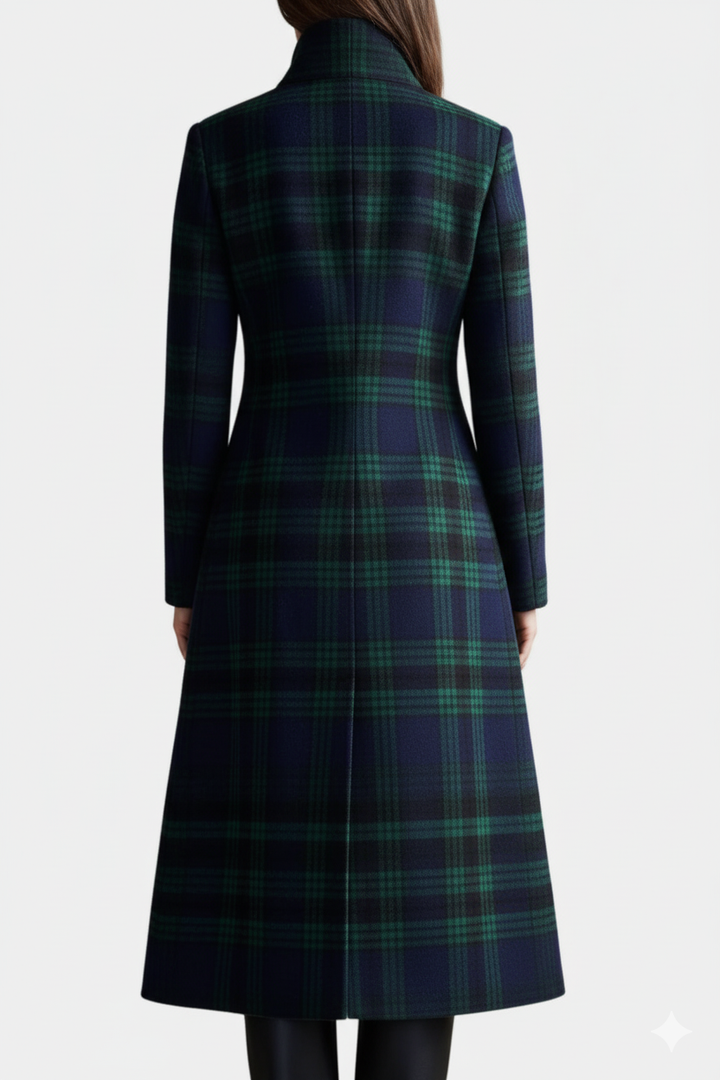 Emma | Two-tone Checkered Midi Coat