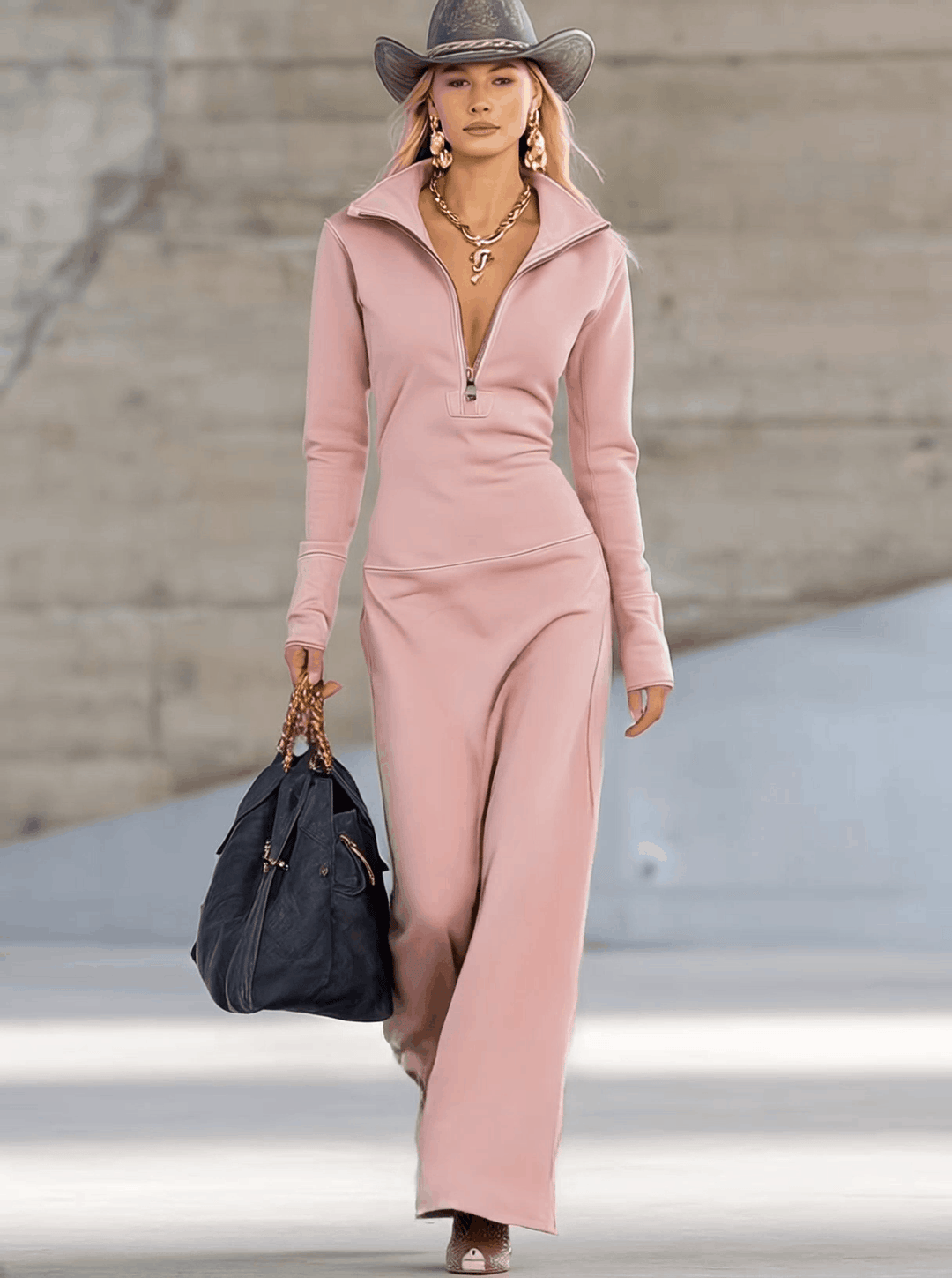 Gaia | Vestido deportivo con cremallera y cuello en V