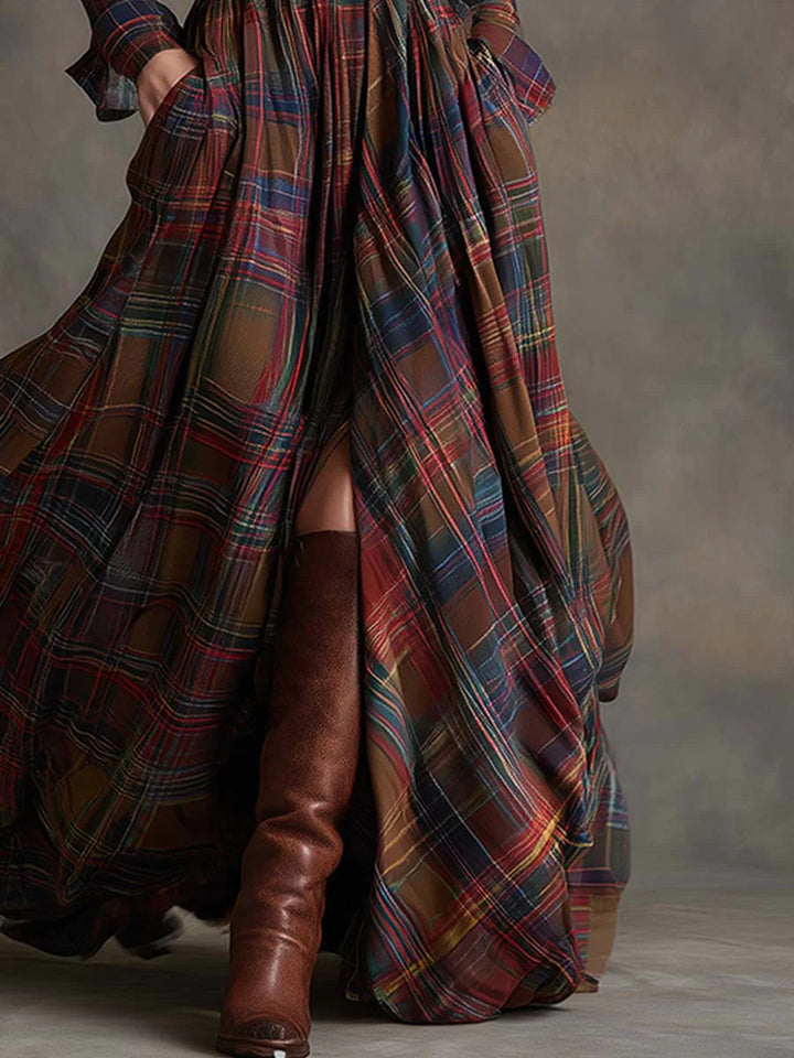 Rossé | Vestido largo de cuadros con cinturón