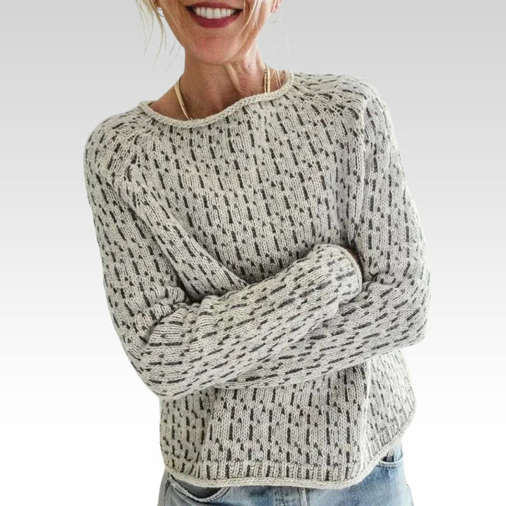 Teresa | Suéter gris elegante con escote barco