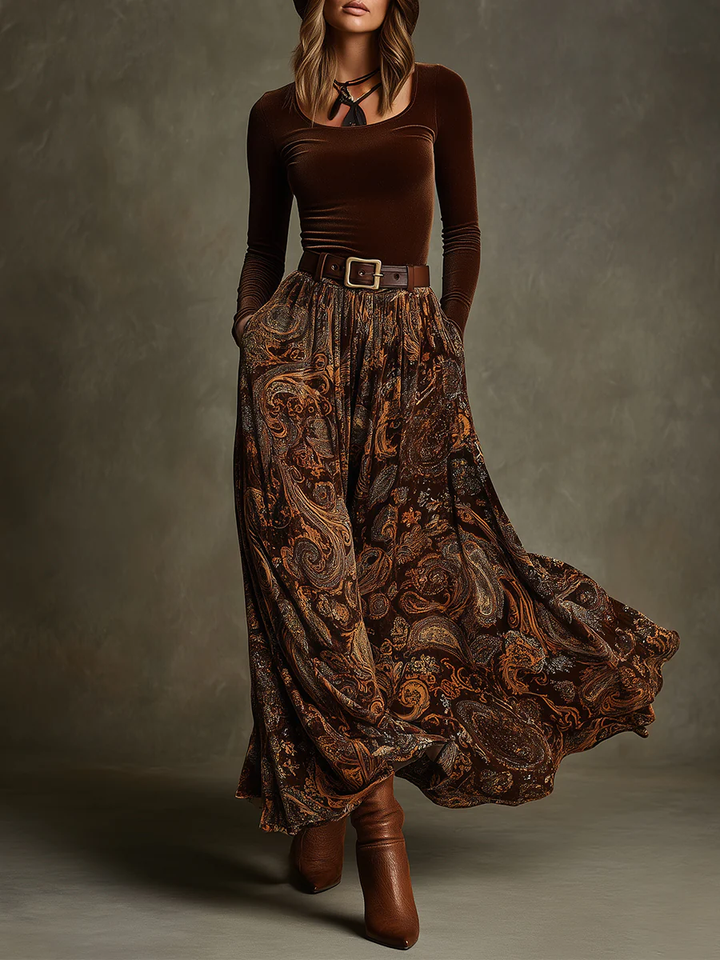 Candelaria | Conjunto vintage y falda maxi