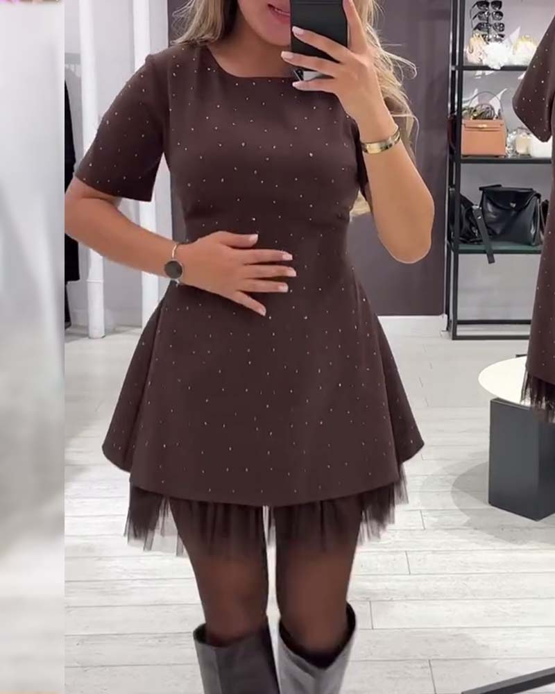 Vestido Negro Martina con Detalles Luminosos y Tul