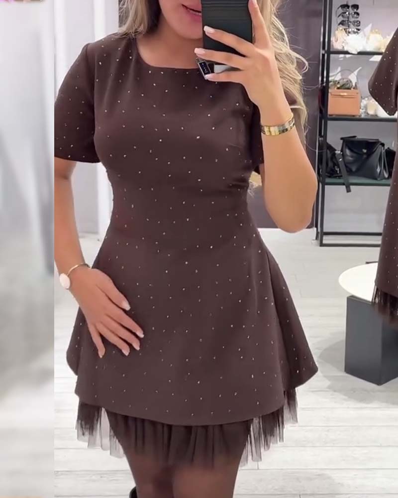 Vestido Negro Martina con Detalles Luminosos y Tul