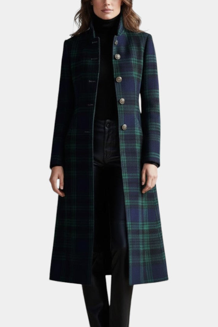 Emma | Two-tone Checkered Midi Coat