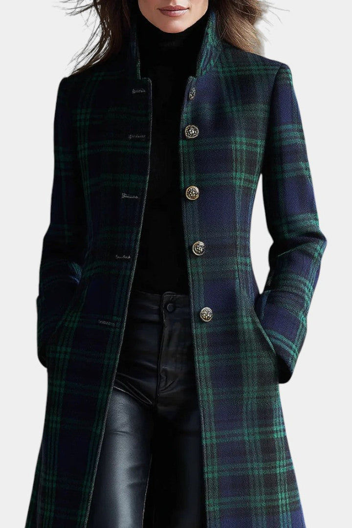 Emma | Two-tone Checkered Midi Coat