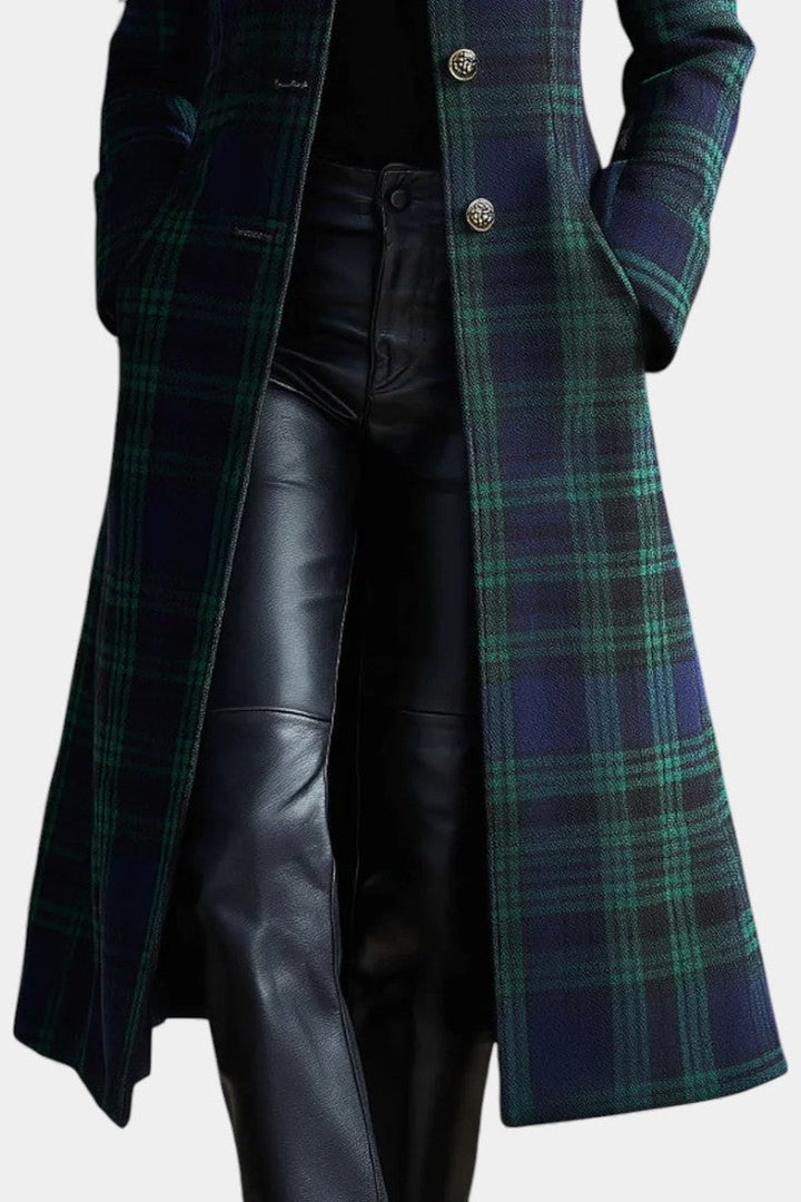 Emma | Two-tone Checkered Midi Coat
