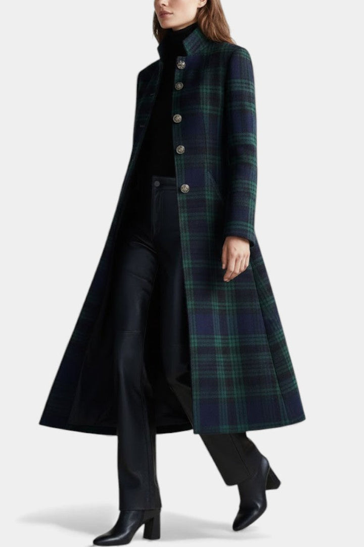 Emma | Two-tone Checkered Midi Coat