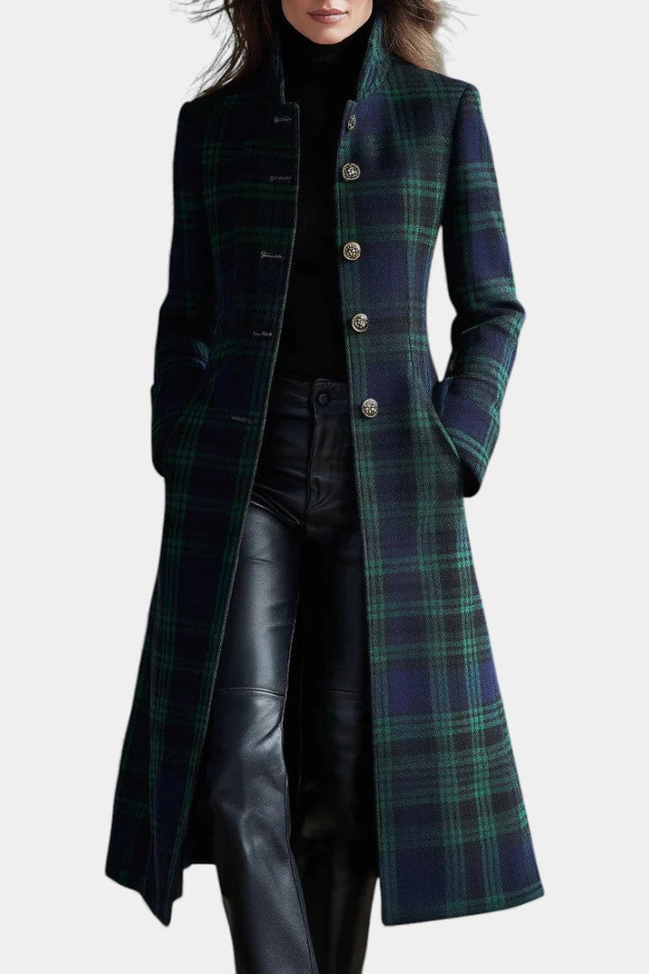 Emma | Two-tone Checkered Midi Coat