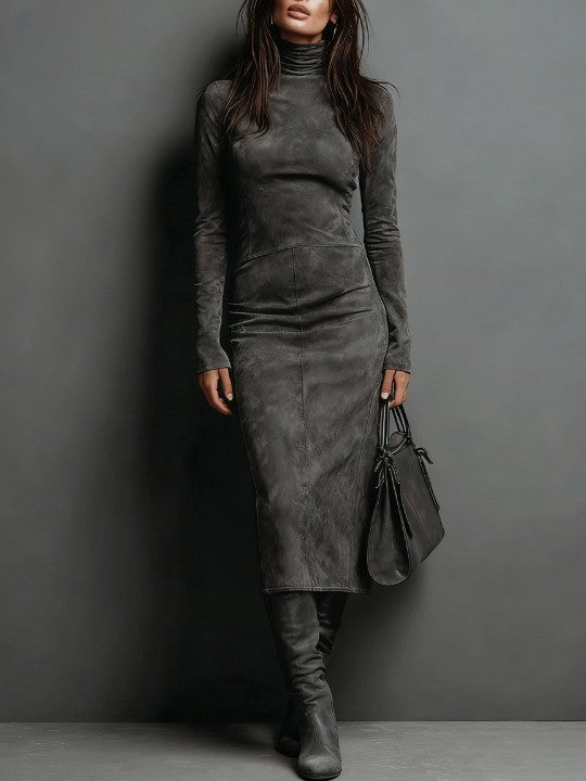 Lorena · Vestido midi largo marrón